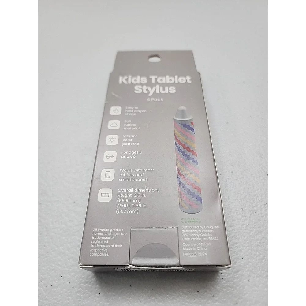 Kids Silicone Stylus 4pk Gray Crayon Design - Silicone Styluses for Tablets